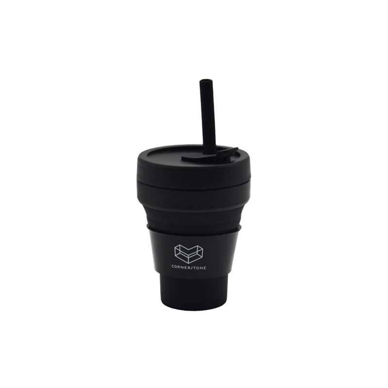 Collapsible Coffee Mug with Straw (Cornerstone)
